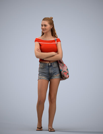 photogrammetry 3D girl casual standing, realistic human model archviz FBX