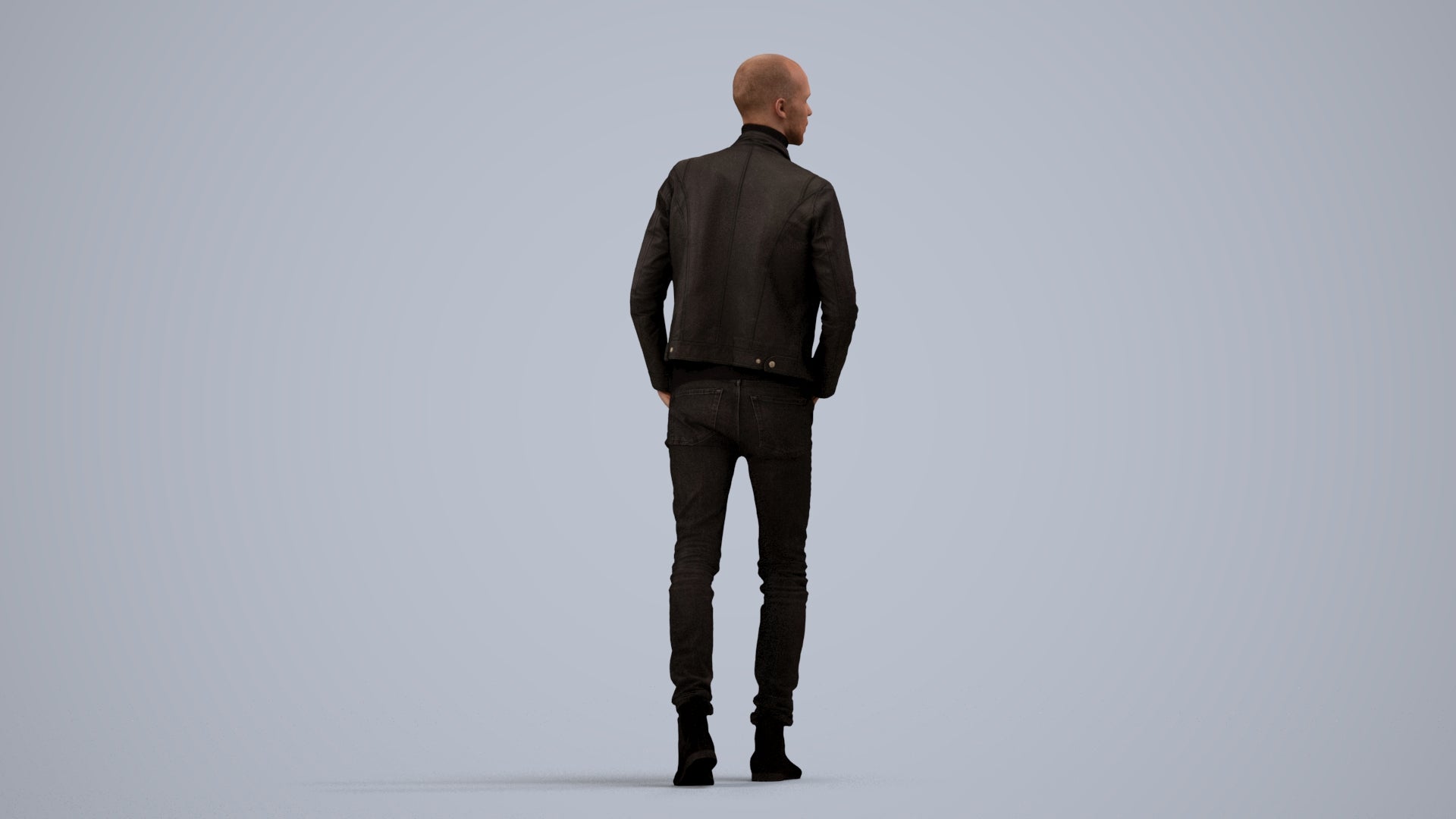 3D scanned man walking casual, photorealistic archviz people for Enscape and SketchUp, side view render