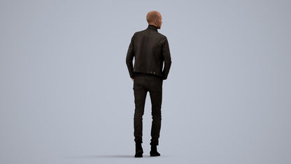 3D scanned man walking casual, photorealistic archviz people for Enscape and SketchUp, side view render