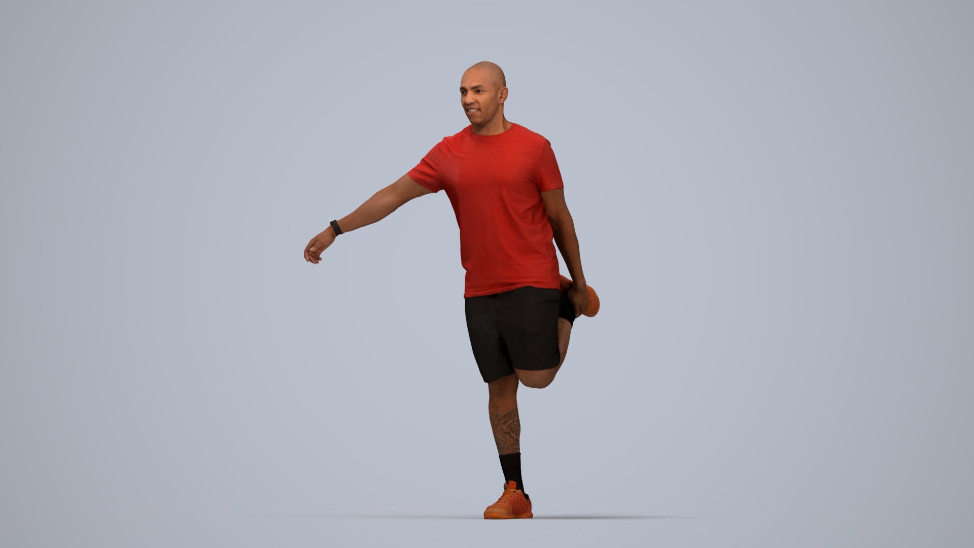 scanned 3D man sport, photogrammetry people for Enscape and V-Ray, top-down view render