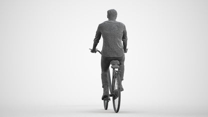 realistic 3D man casual cycling, scanned archviz people for Blender and 3ds Max, wireframe front view