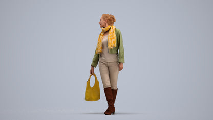 realistic 3D human woman casual walking, archviz people FBX OBJ for Blender, standing pose render