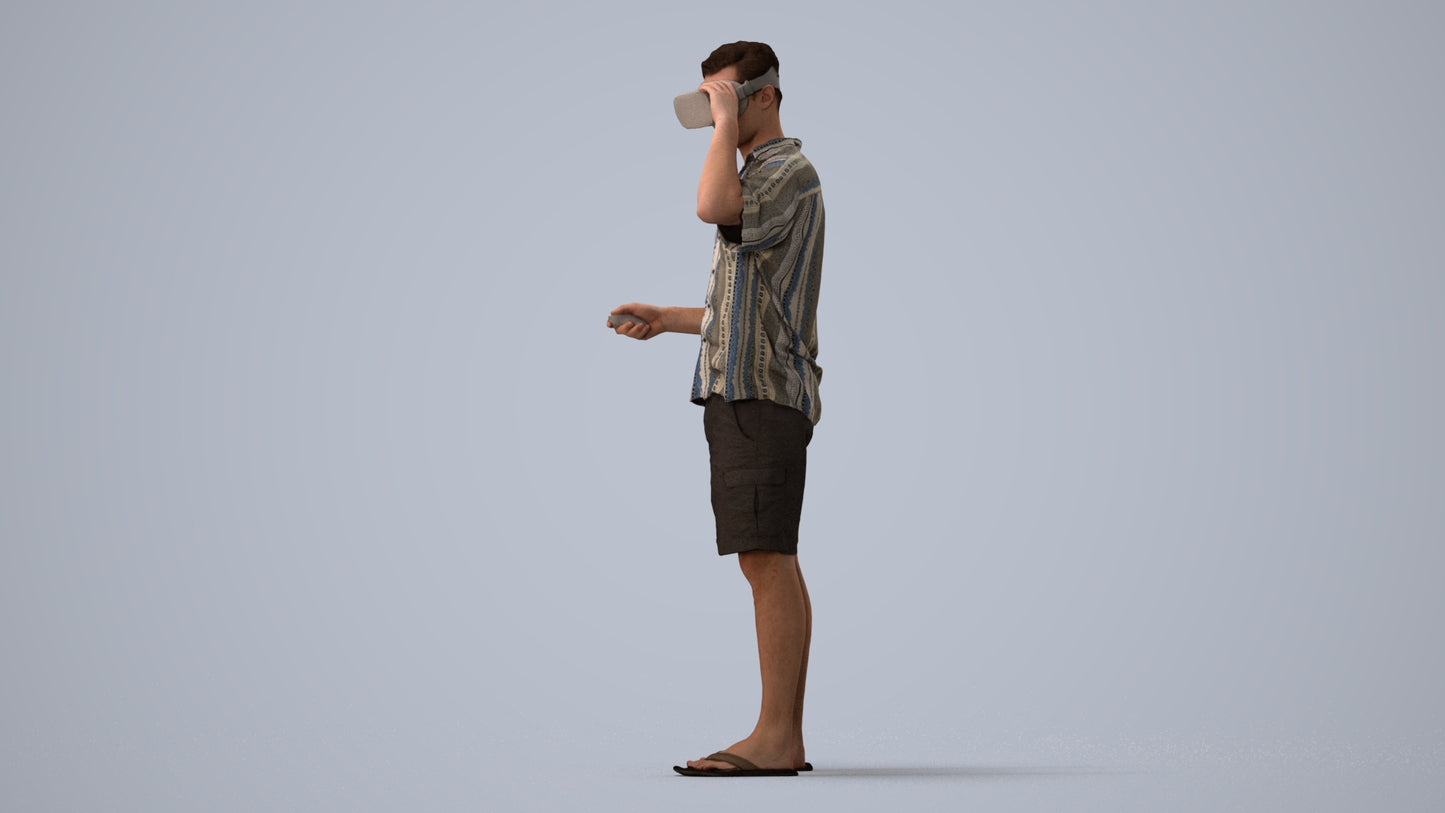 scanned 3D man casual standing, photogrammetry people for Enscape and V-Ray, three-quarter view render