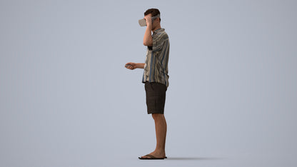 scanned 3D man casual standing, photogrammetry people for Enscape and V-Ray, three-quarter view render