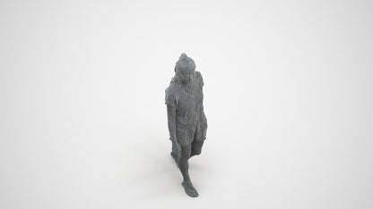 3D people model woman casual walking, scanned human for 3ds Max rendering, wireframe three-quarter view