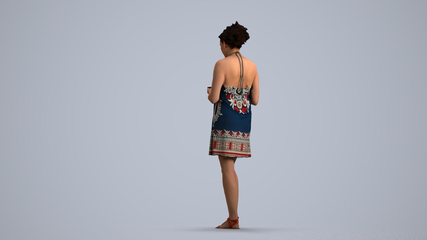 photogrammetry 3D woman standing, realistic human model archviz FBX, front view render