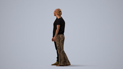 3D people model woman casual couple, scanned human for 3ds Max rendering, three-quarter view render