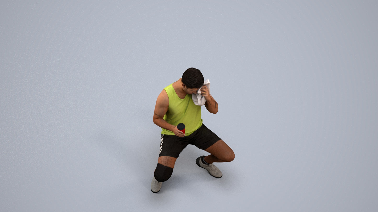 3D people model man sport, scanned human for 3ds Max rendering, back view render