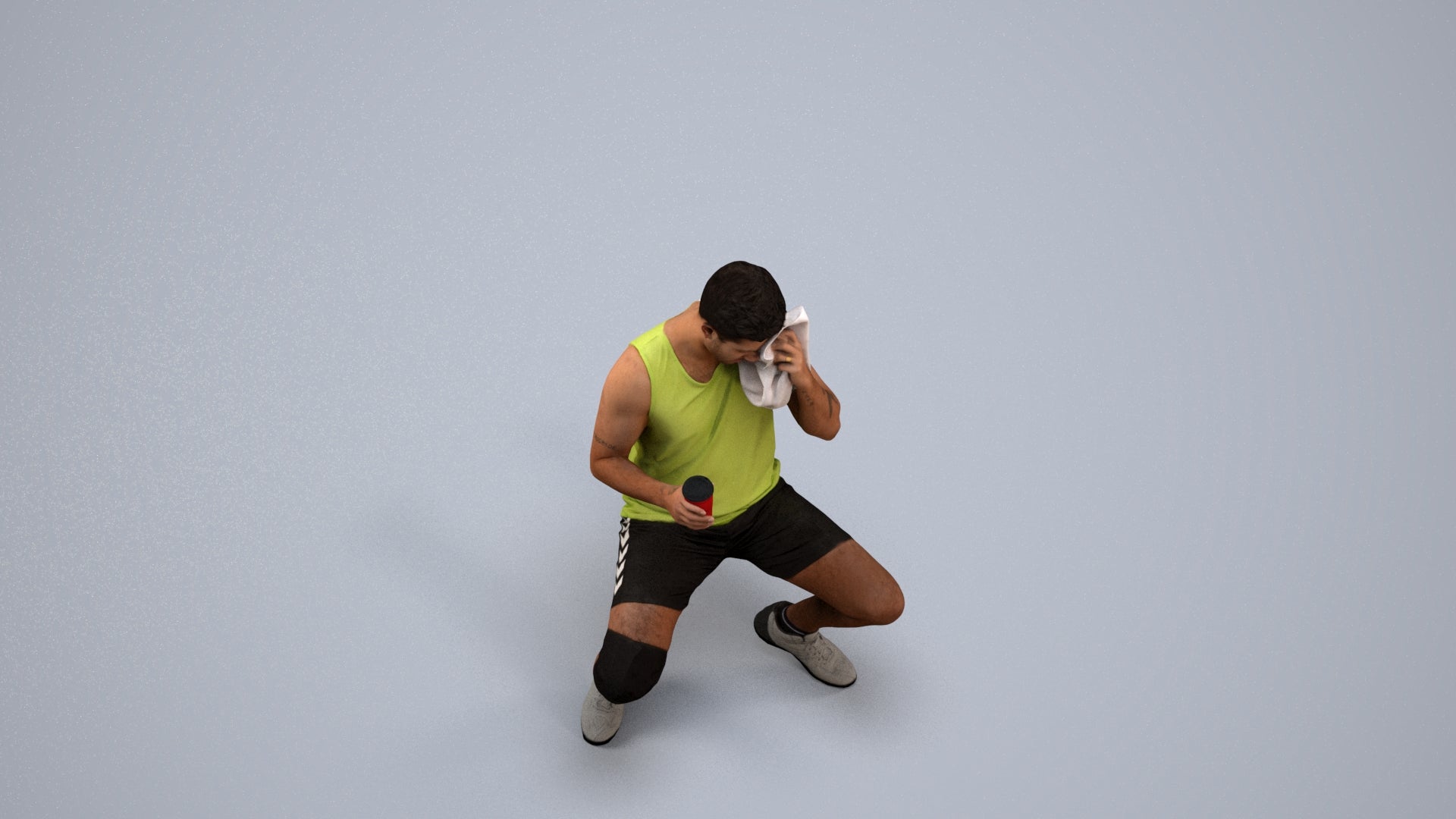 3D people model man sport, scanned human for 3ds Max rendering, back view render