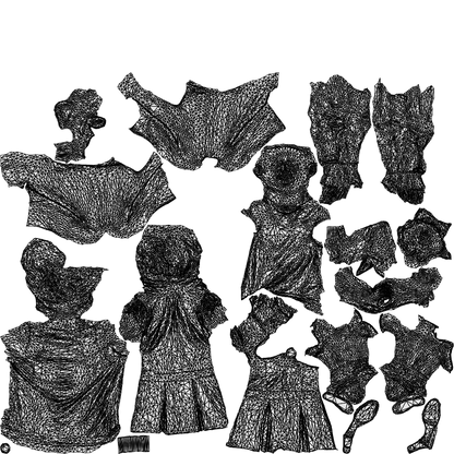 realistic 3D people woman casual kids, render-ready for V-Ray and Corona, FBX OBJ, wireframe top-down view
