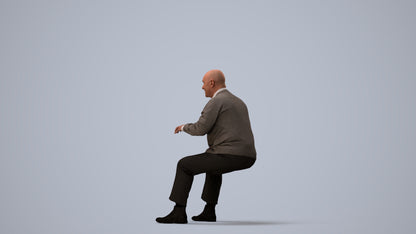 3D scanned senior man business, photorealistic archviz people for Enscape and SketchUp, three-quarter view render