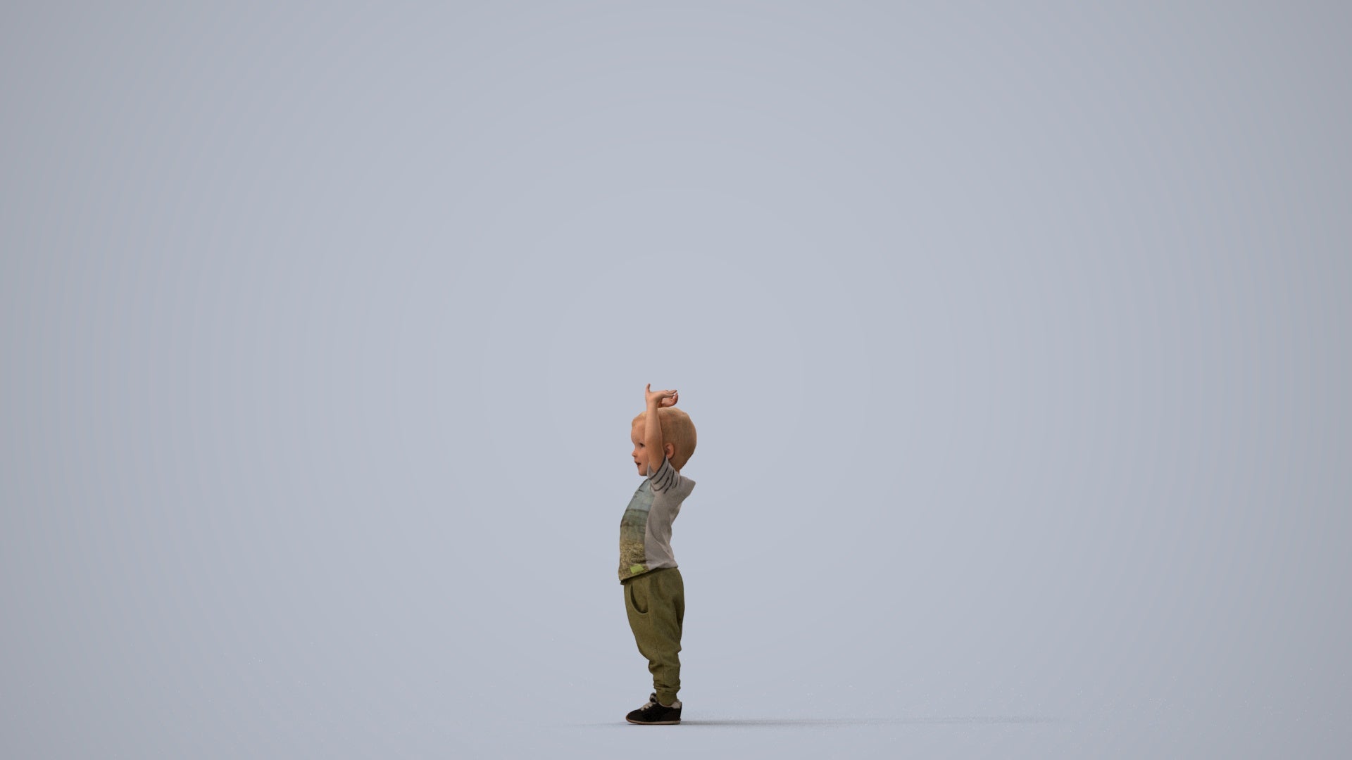 3D people model boy casual kids, scanned human for 3ds Max rendering, three-quarter view render