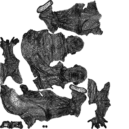 3D people model man casual sitting, scanned human for 3ds Max rendering, wireframe top-down view