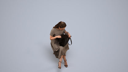 3D people model woman casual sitting, scanned human for 3ds Max rendering, back view render