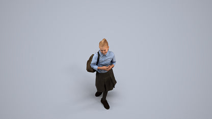 3D human model girl kids, photogrammetry scanned person for archviz, back view render