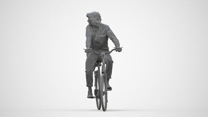 photogrammetry 3D man casual cycling, realistic human model archviz FBX, wireframe back view