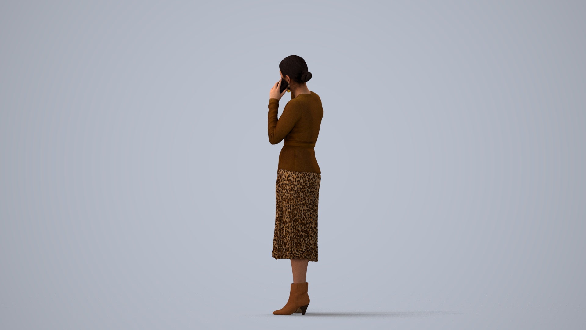 3D people model woman casual standing, scanned human for 3ds Max rendering, three-quarter view render