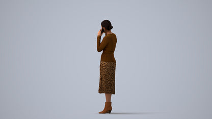 3D people model woman casual standing, scanned human for 3ds Max rendering, three-quarter view render