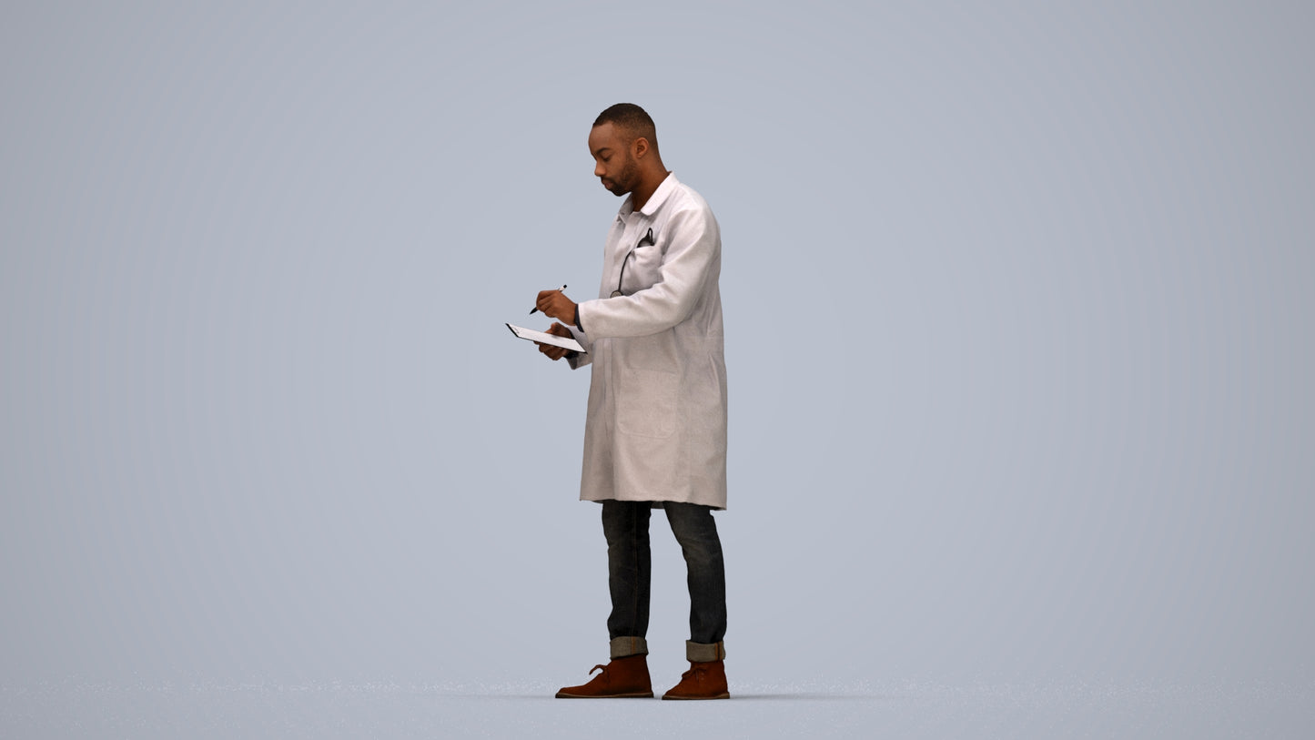 photogrammetry 3D man medical, realistic human model archviz FBX, top-down view render