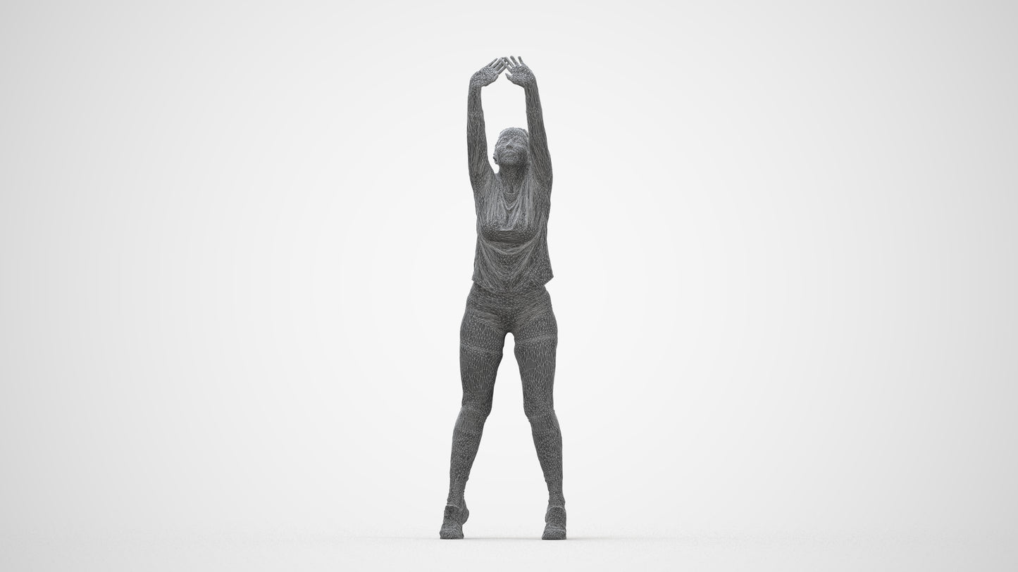 3D scanned woman sport, photorealistic archviz people for Enscape and SketchUp, wireframe back view