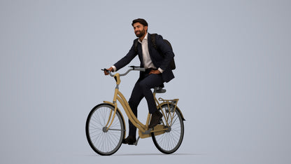 3D people model man business cycling, scanned human for 3ds Max rendering, top-down view render