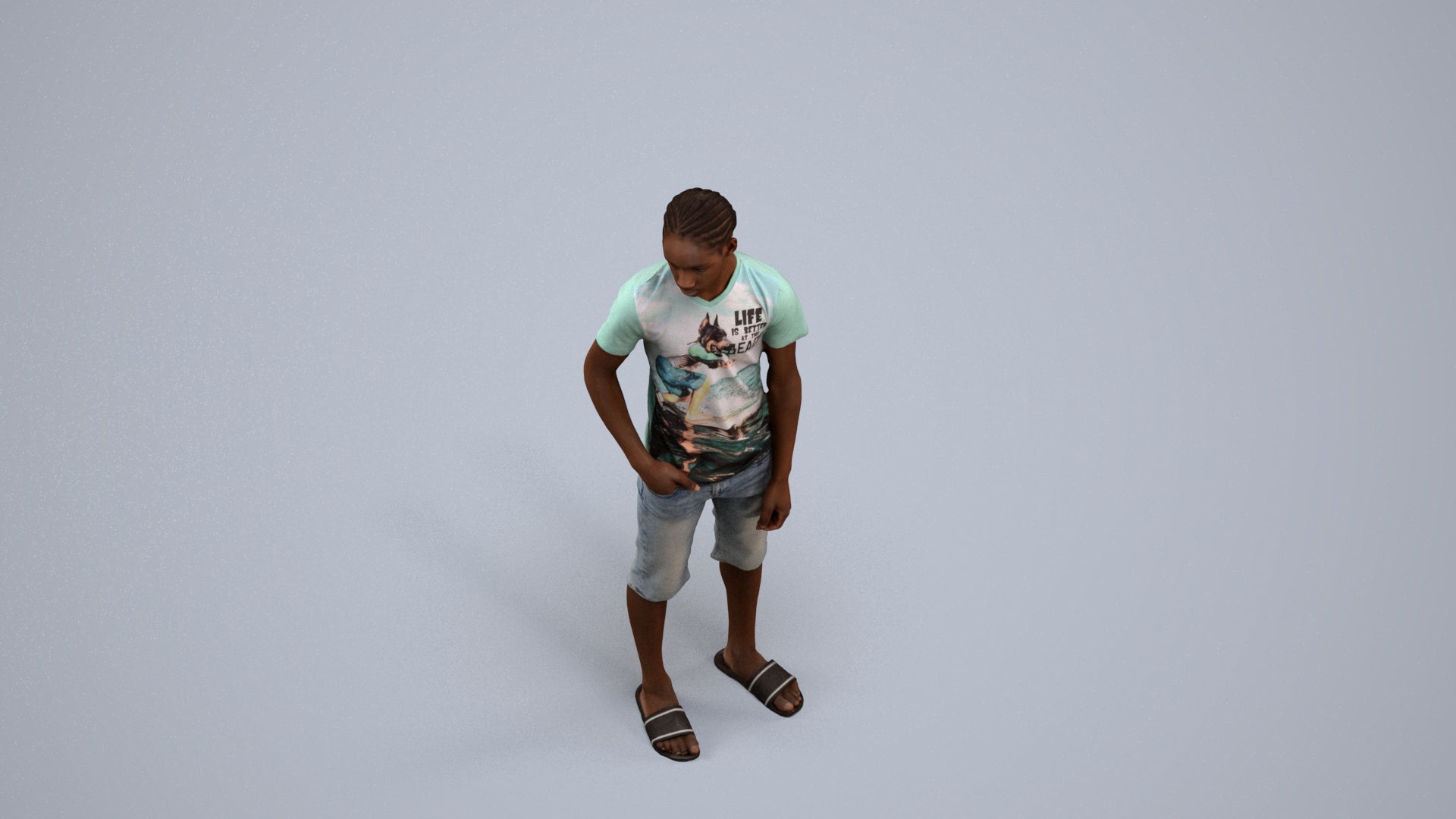 photogrammetry 3D boy casual kids, realistic human model archviz FBX, back view render