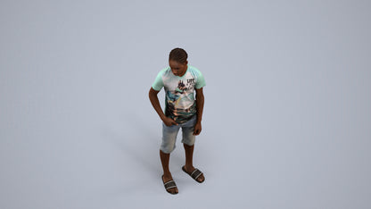 photogrammetry 3D boy casual kids, realistic human model archviz FBX, back view render