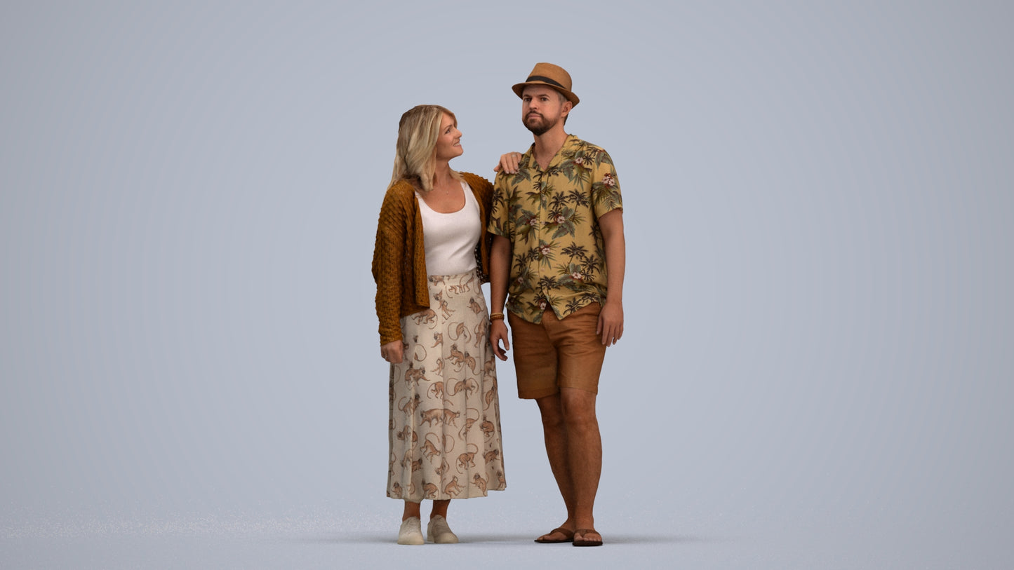 3D human model woman standing, photogrammetry scanned person for archviz, standing pose render
