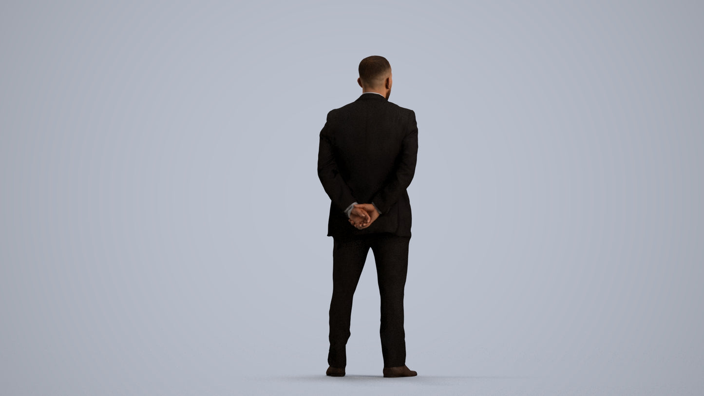 3D scanned man business, photorealistic archviz people for Enscape and SketchUp, front view render