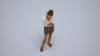 scanned 3D woman casual standing, photogrammetry people for Enscape and V-Ray, back view render