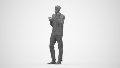 photogrammetry 3D man casual standing, realistic human model archviz FBX, wireframe back view