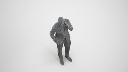 scanned 3D senior man business, photogrammetry people for Enscape and V-Ray, wireframe three-quarter view