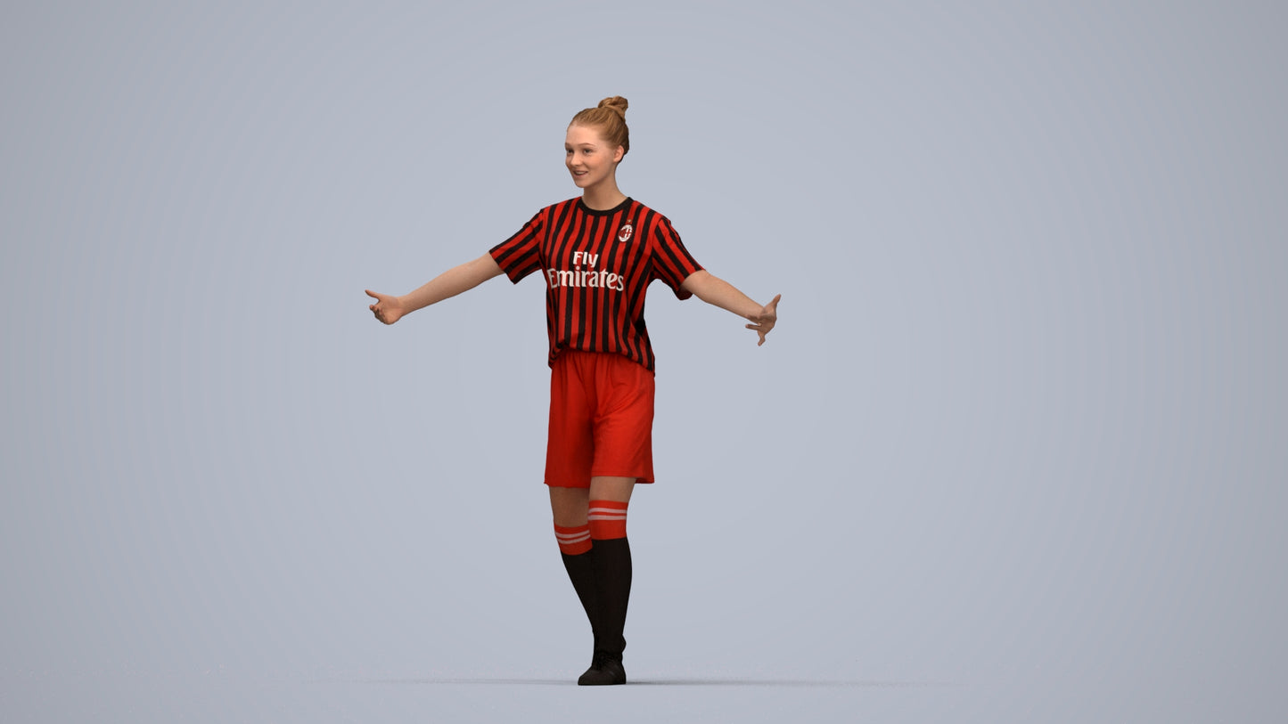realistic 3D girl sport, scanned archviz people for Blender and 3ds Max, top-down view render
