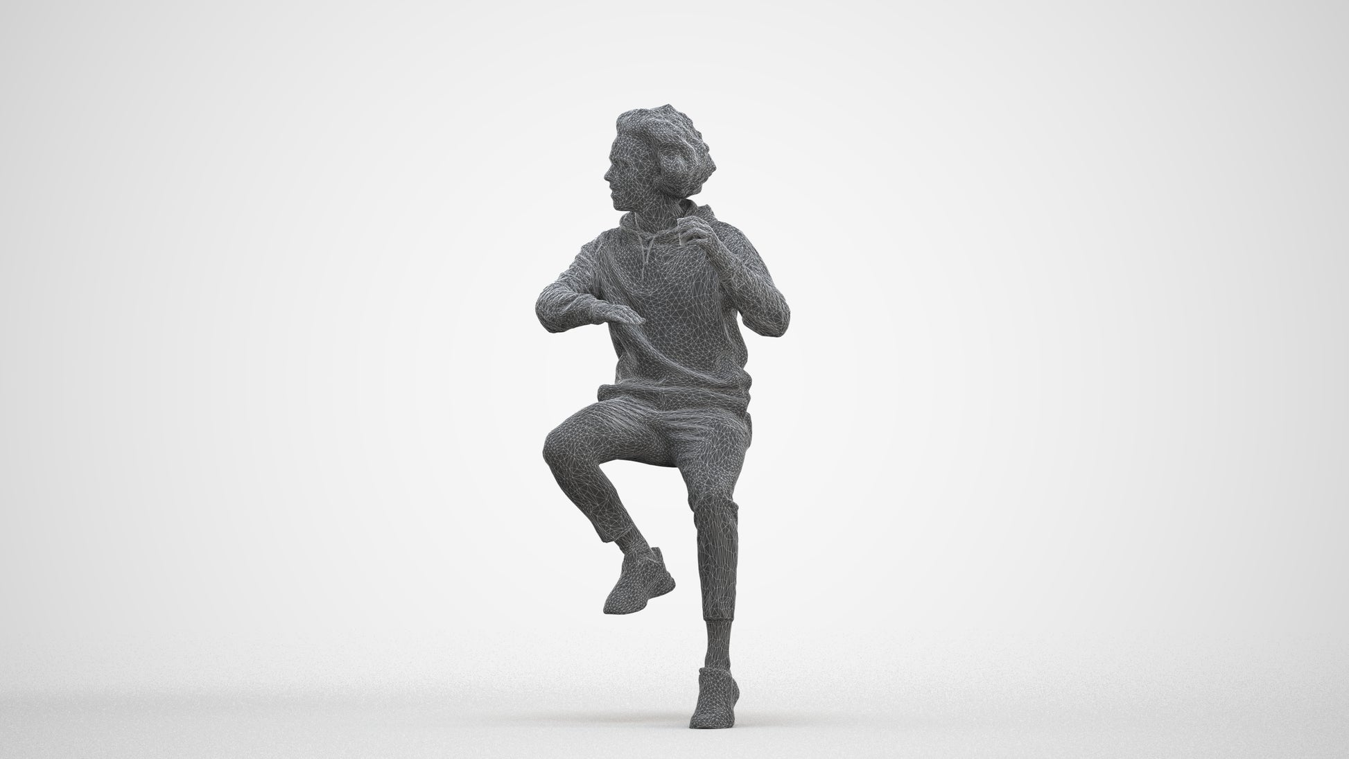 realistic 3D people man casual sitting, render-ready for V-Ray and Corona, FBX OBJ, three-quarter front view render