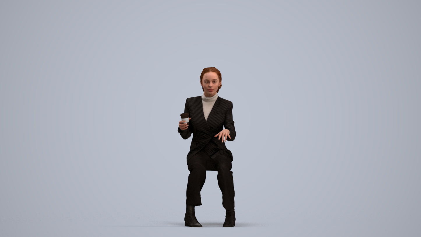 scanned 3D woman business, photogrammetry people for Enscape and V-Ray, standing pose render