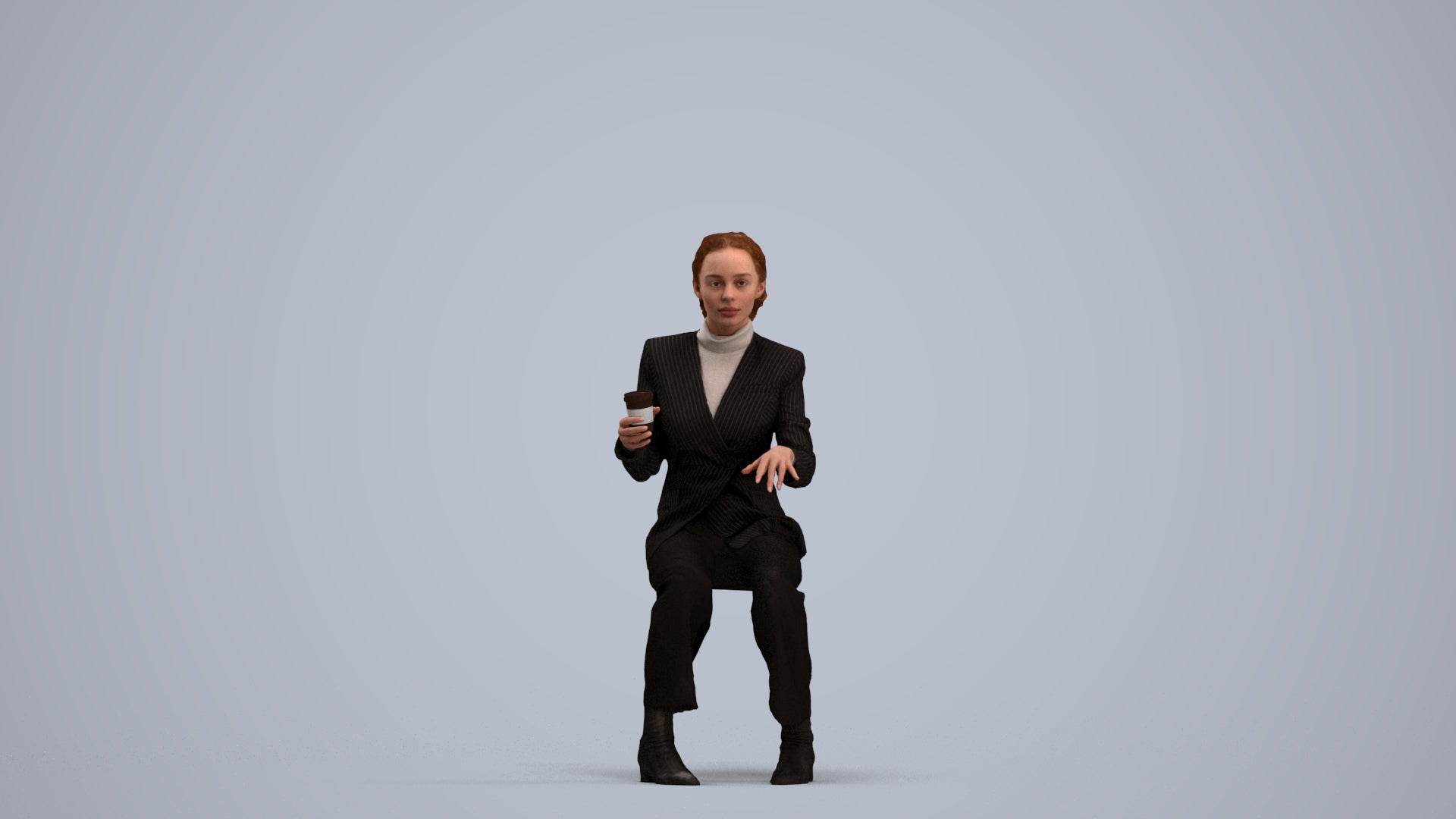 scanned 3D woman business, photogrammetry people for Enscape and V-Ray, standing pose render