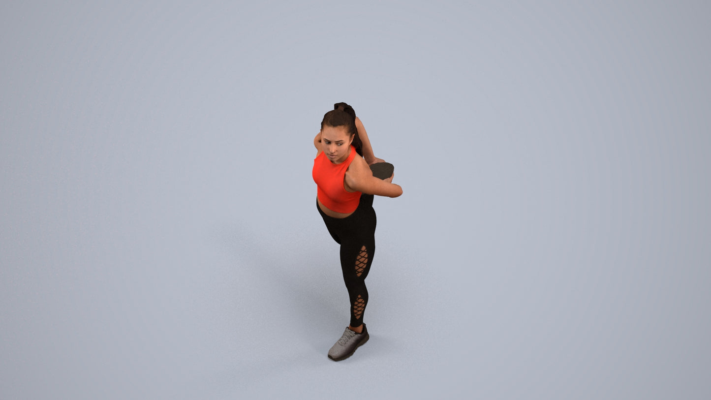 realistic 3D woman sport, scanned archviz people for Blender and 3ds Max, back view render