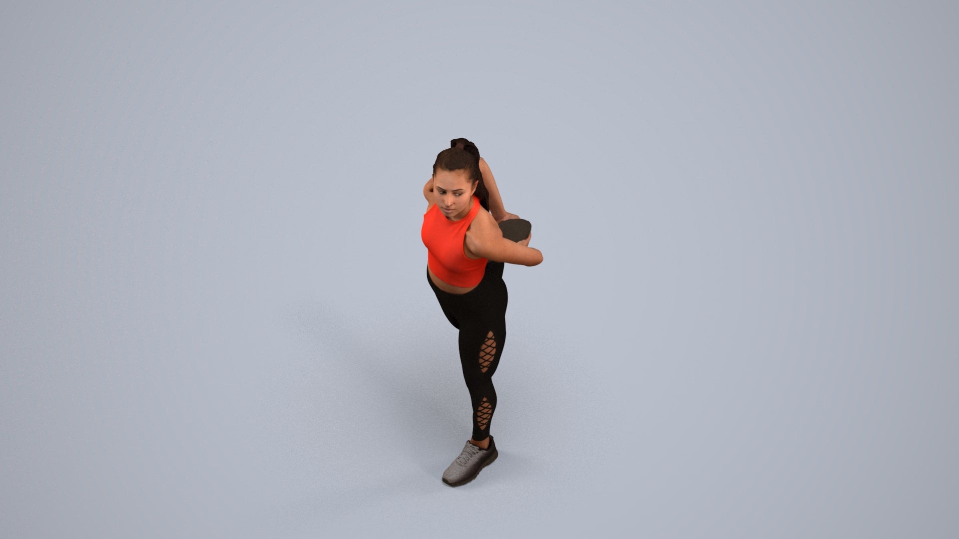 realistic 3D woman sport, scanned archviz people for Blender and 3ds Max, back view render
