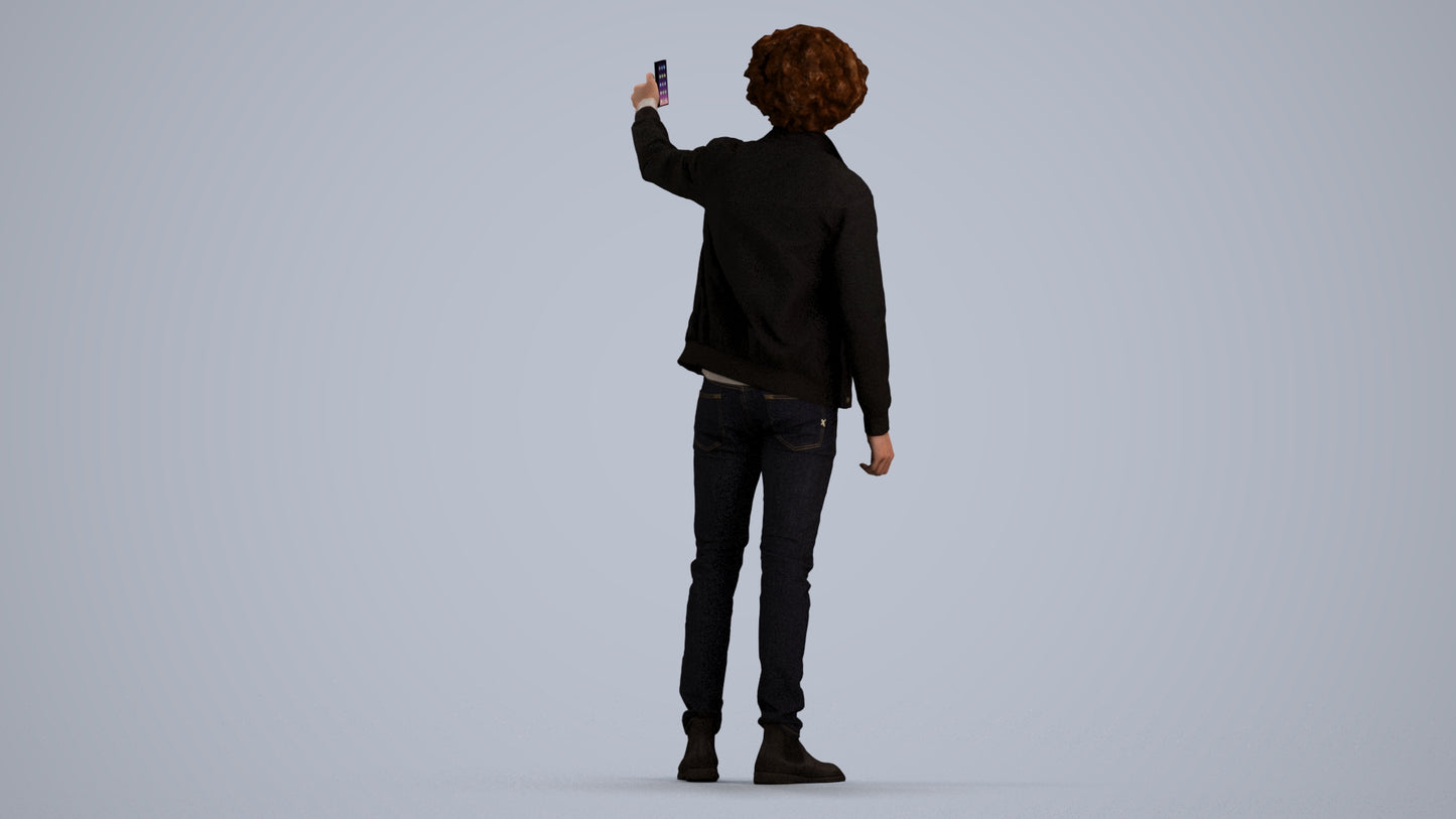 3D people model man casual standing, scanned human for 3ds Max rendering, front view render