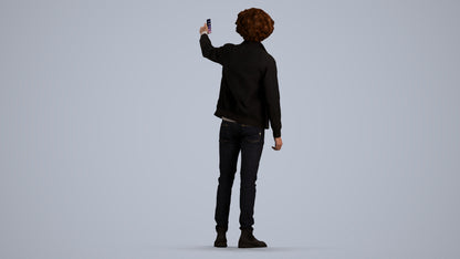 3D people model man casual standing, scanned human for 3ds Max rendering, front view render