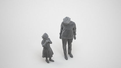 scanned 3D girl casual kids, photogrammetry people for Enscape and V-Ray, wireframe three-quarter view