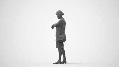 3D scanned senior woman standing business, photorealistic archviz people for Enscape and SketchUp, square thumbnail