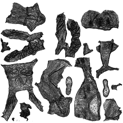 3D people model woman casual sitting, scanned human for 3ds Max rendering, wireframe top-down view