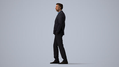 scanned 3D man business, photogrammetry people for Enscape and V-Ray, three-quarter view render