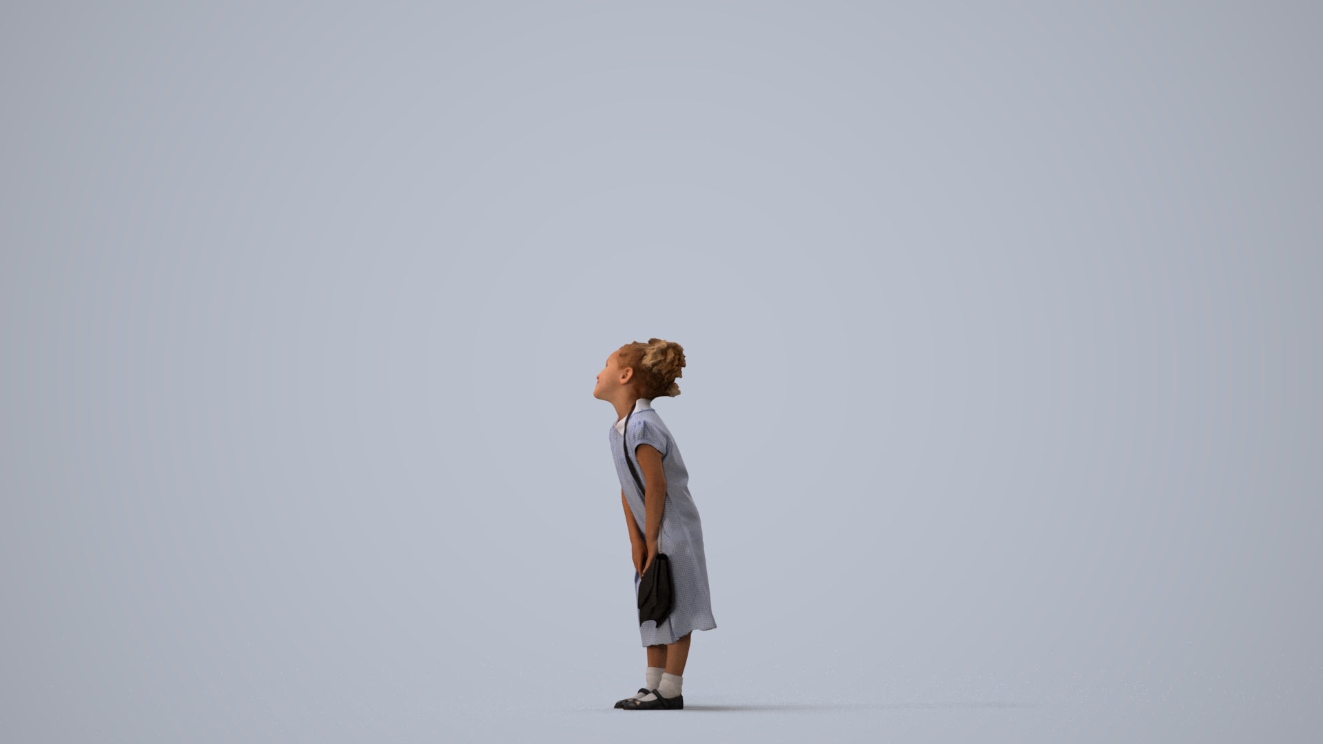 realistic 3D girl casual kids, scanned archviz people for Blender and 3ds Max, three-quarter view render
