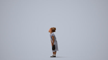 realistic 3D girl casual kids, scanned archviz people for Blender and 3ds Max, three-quarter view render