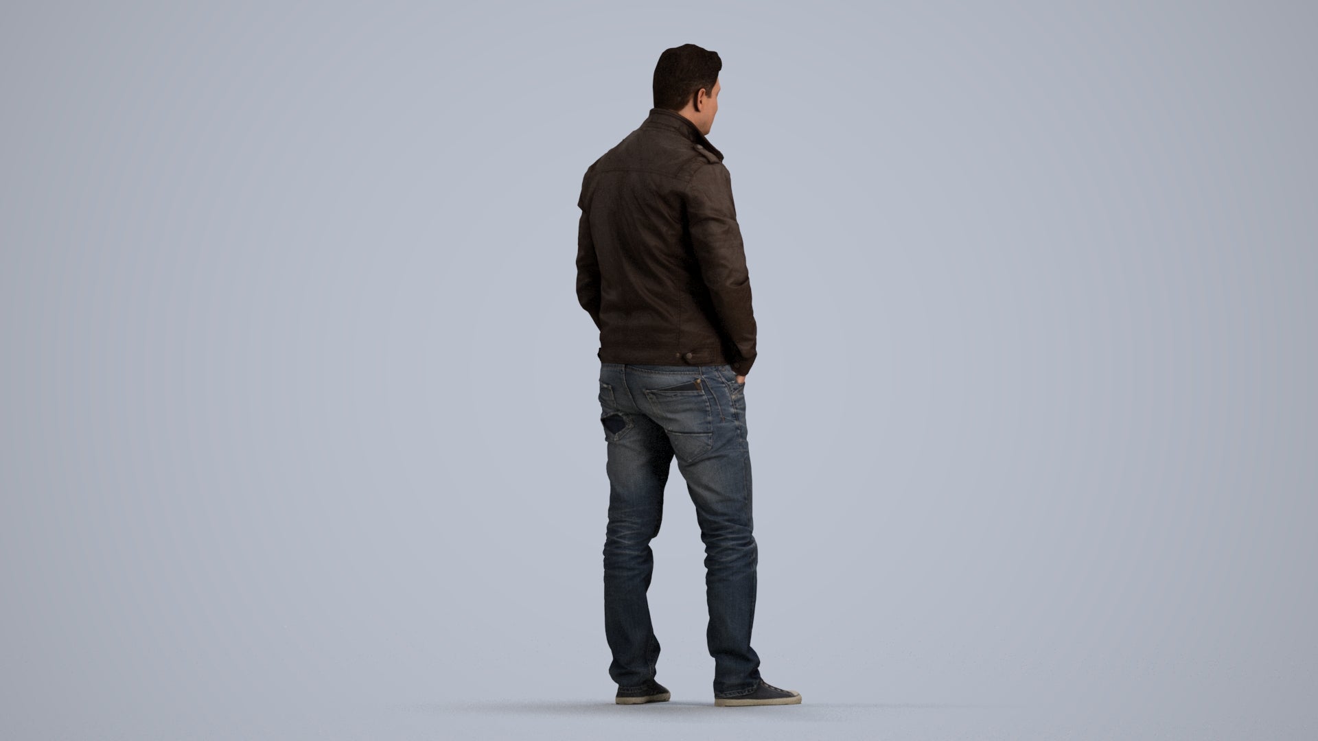 3D people model man casual standing, scanned human for 3ds Max rendering, front view render