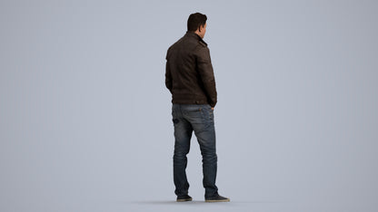 3D people model man casual standing, scanned human for 3ds Max rendering, front view render