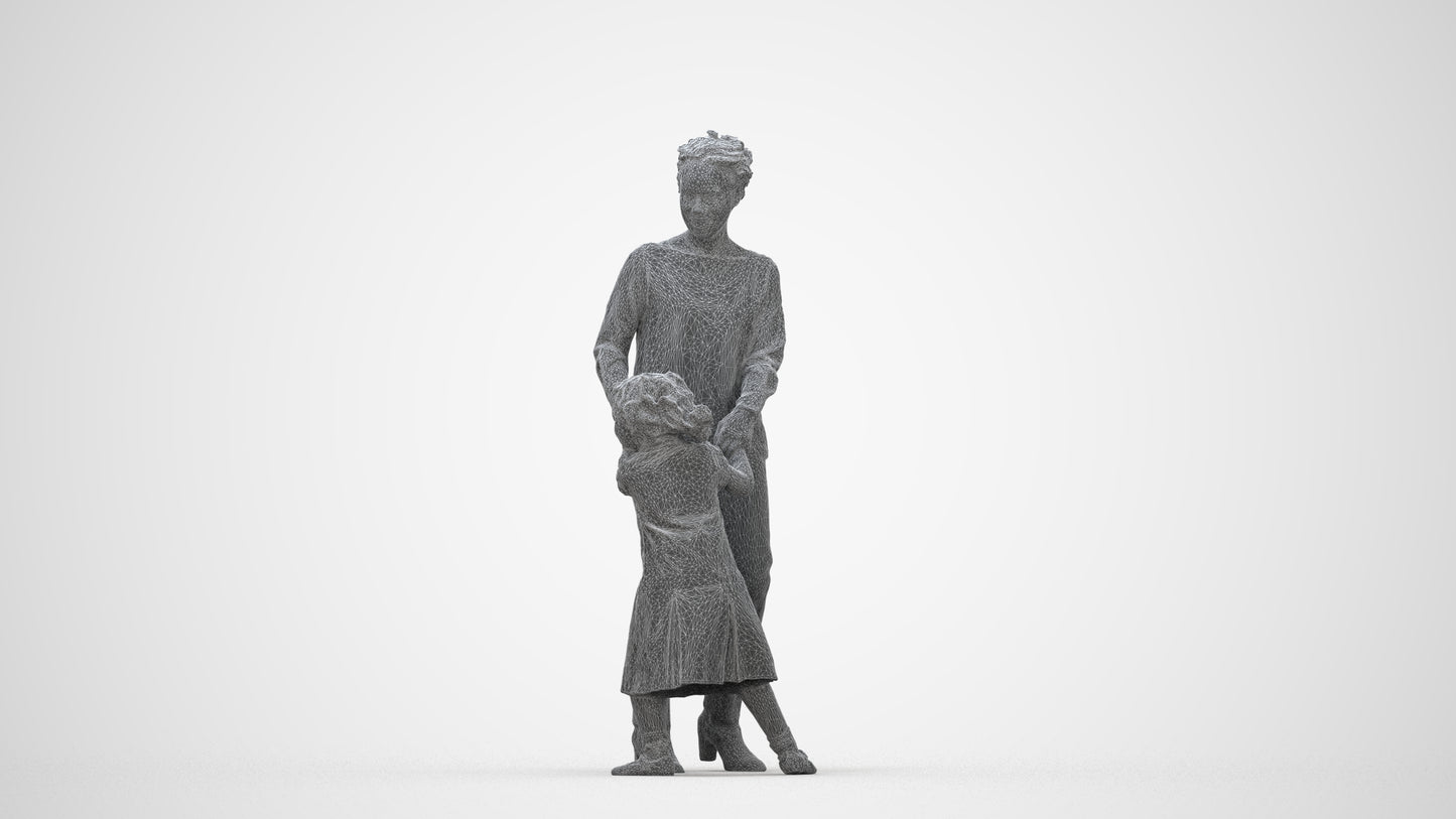 realistic 3D human girl casual kids, archviz people FBX OBJ for Blender, wireframe back view