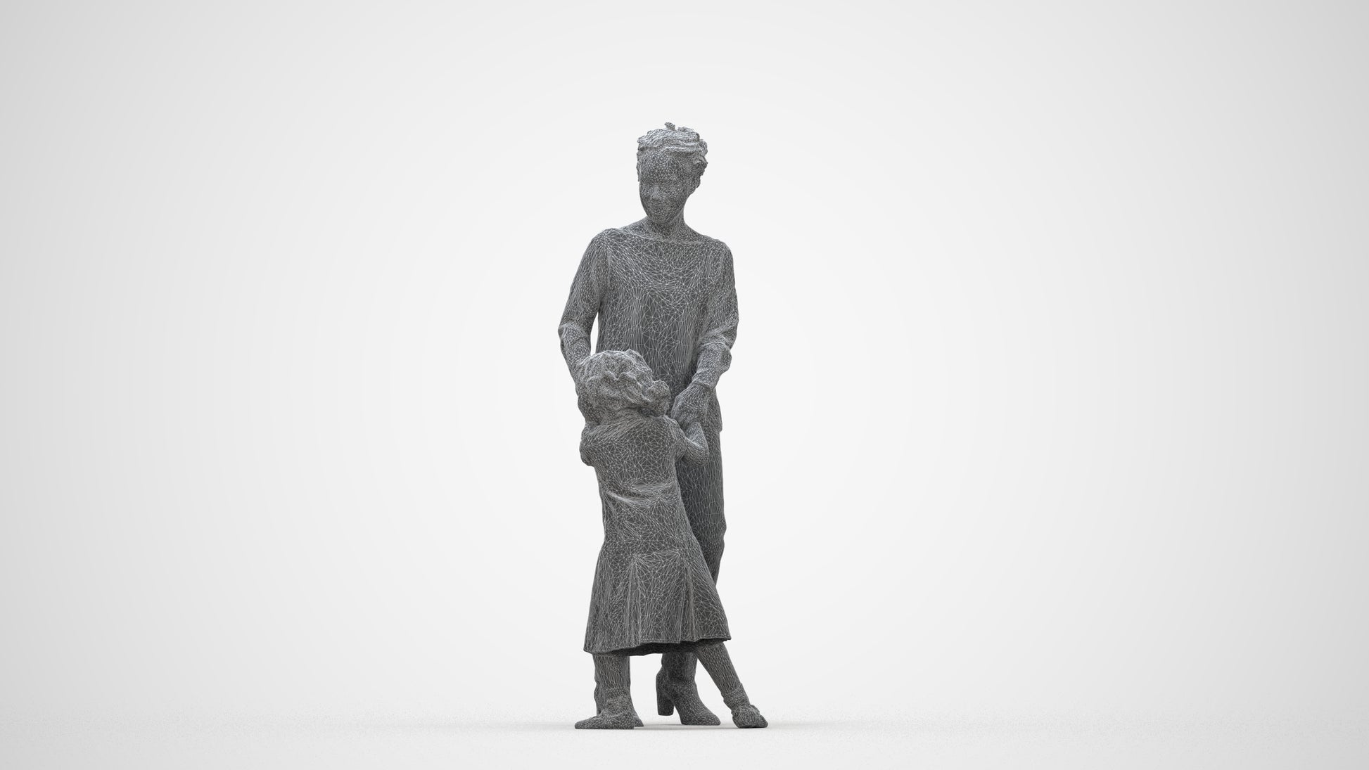 realistic 3D human girl casual kids, archviz people FBX OBJ for Blender, wireframe back view